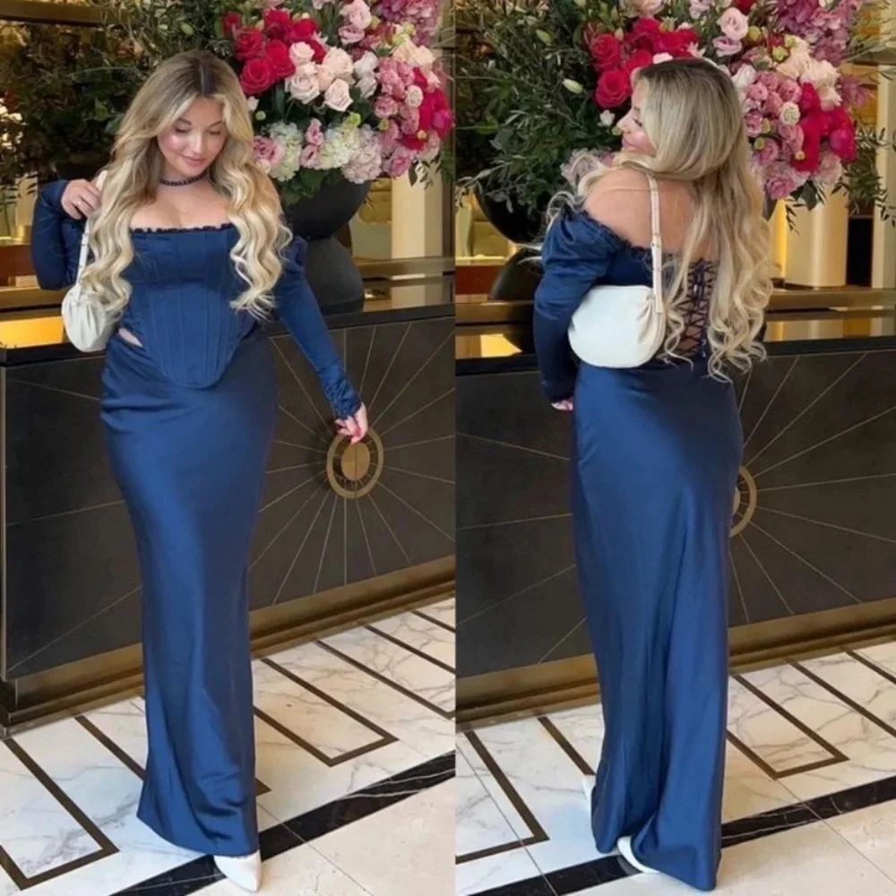 HOUSE OF CB 'Dana'‎ Navy Puff Sleeve Corset NWOT - Picture 10 of 11